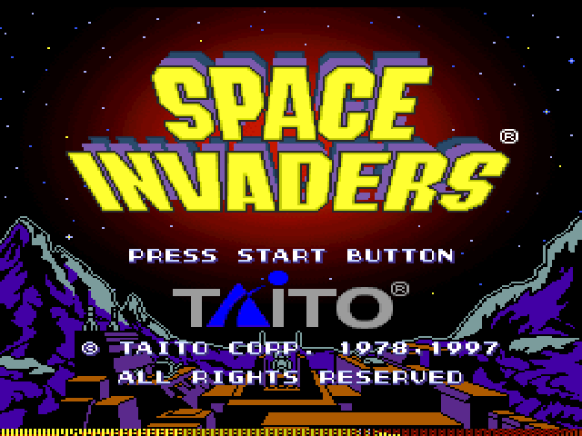 Space Invaders title screen for Playstation